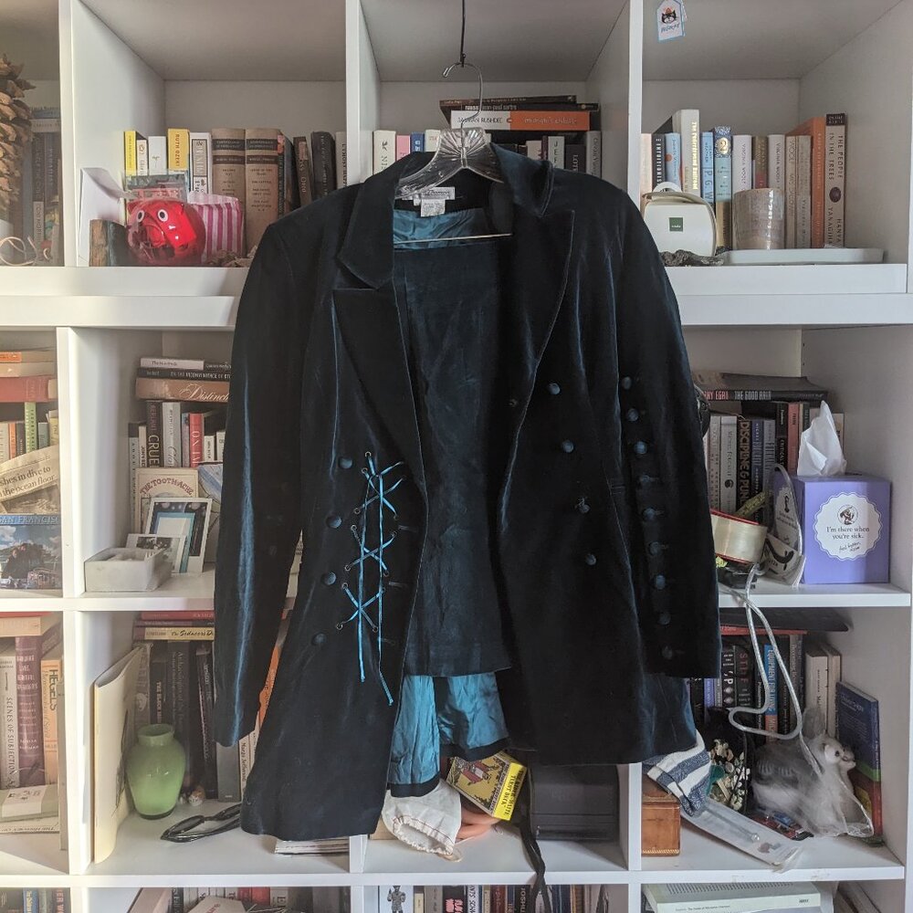 Dark Teal Velvet Skirt Suit Set